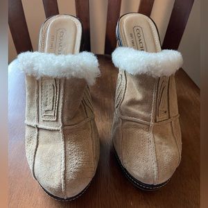 Coach 4” heal suede faux fur shoe